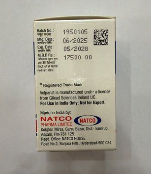 Софосбувір 400 мг+Велпатасвір 100 мг Sofosbuvir and Velpatasvir Tablets I.P. Velpatasvir фото